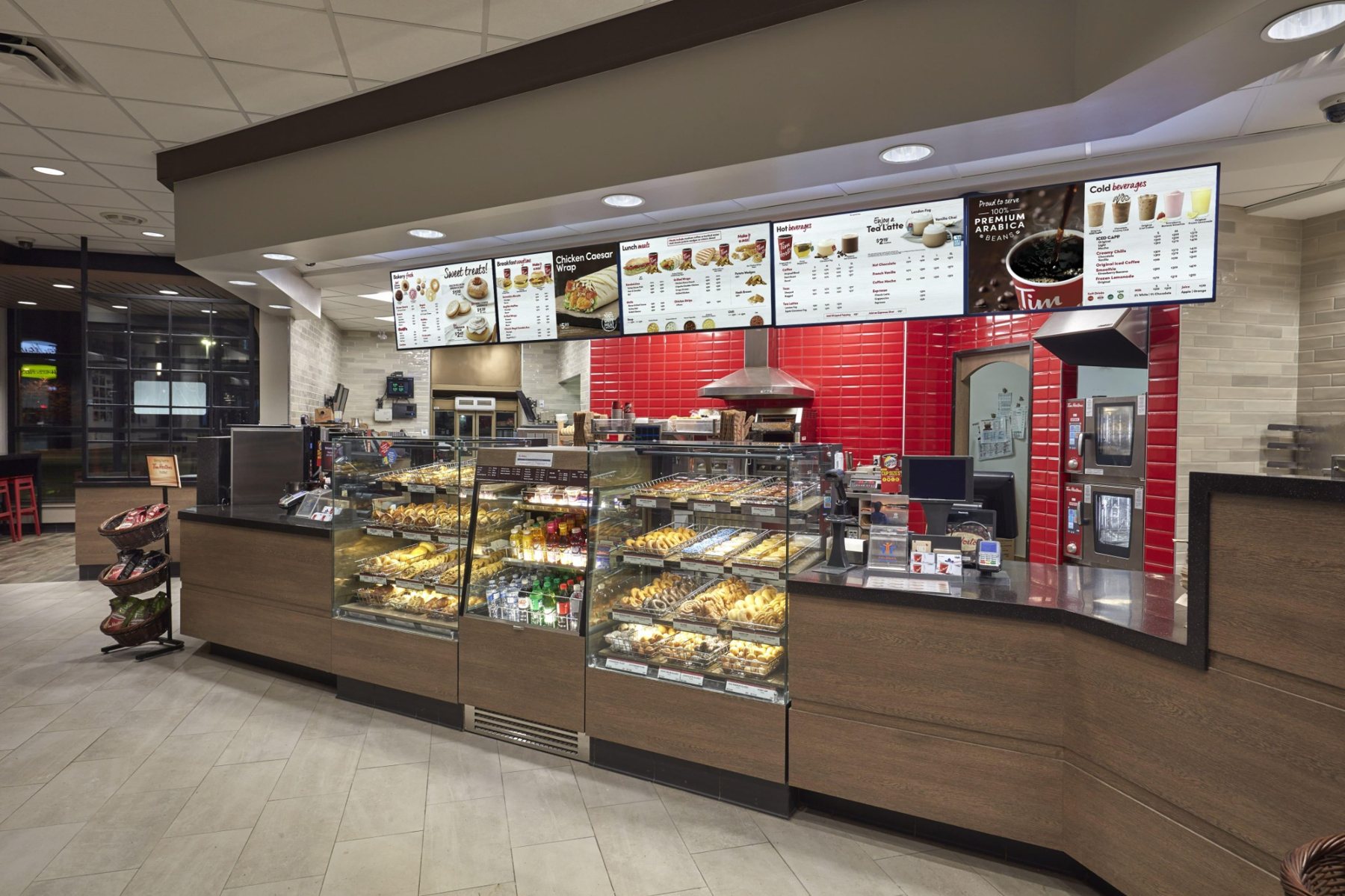 Digital menu boards in a restaurant