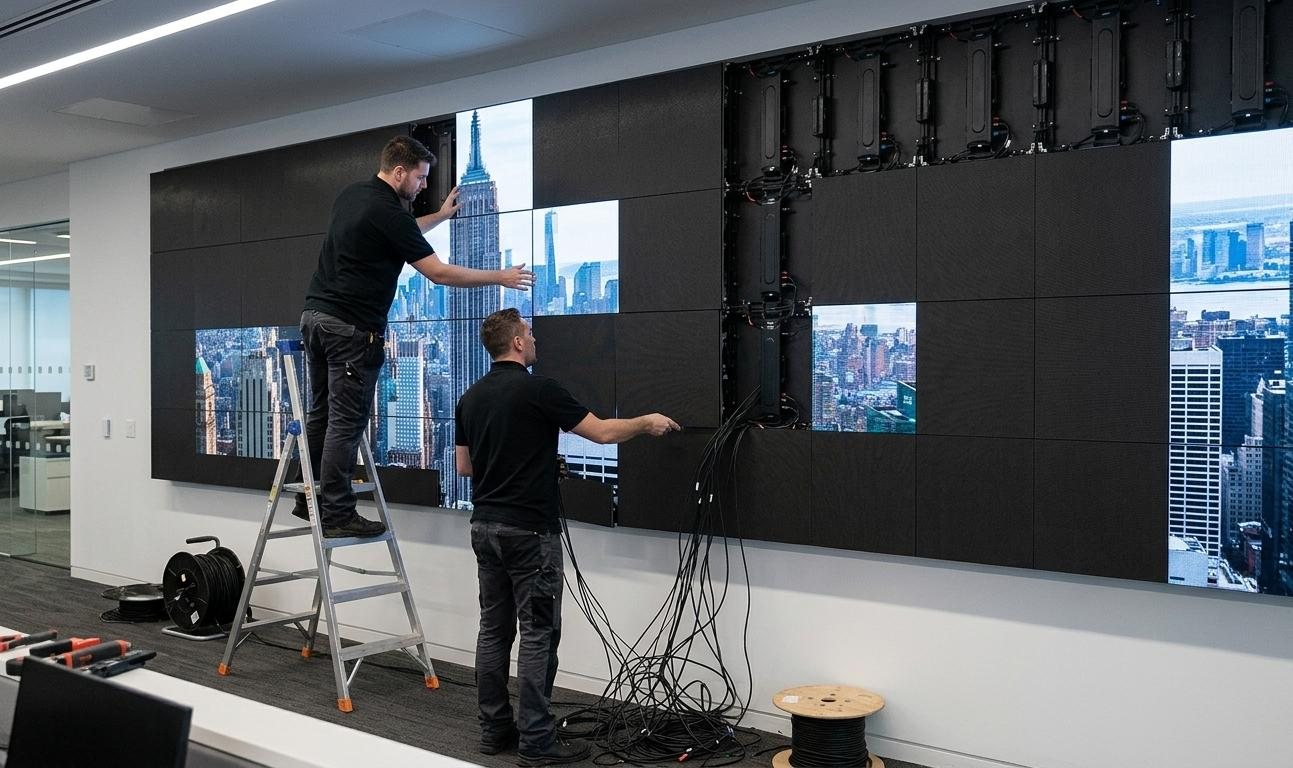 Commercial video wall installation